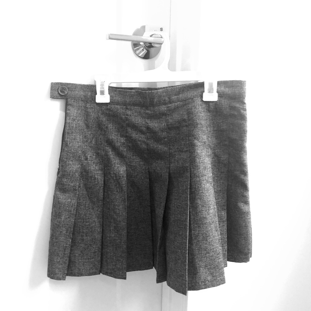 Grey A-Line Pleated Tennis Skirt